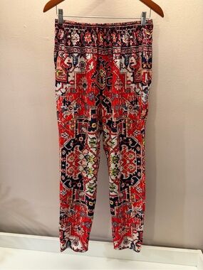 YoungLA Red & Navy Printed Skinny Pull-On Pants